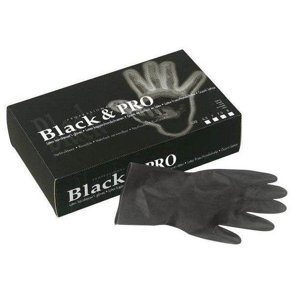 Gants de coiffeurs en latex noir - Black & Pro 20 Pcs